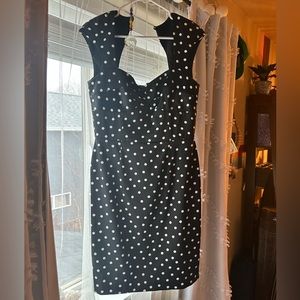 White House black market black and white polka dot dress